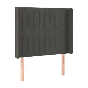 Hoofdbord met randen 93x16x118/128 cm fluweel donkergrijs