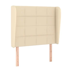 Hoofdbord met randen 93x23x118/128 cm stof crèmekleurig Hoofdbord met randen 93x23x118/128 cm stof crèmekleurig