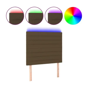 Hoofdbord LED 90x5x118/128 cm stof donkerbruin