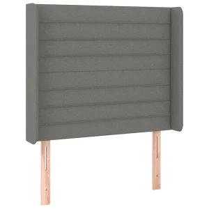 Hoofdbord met randen 103x16x118/128 cm stof donkergrijs Hoofdbord met randen 103x16x118/128 cm stof donkergrijs