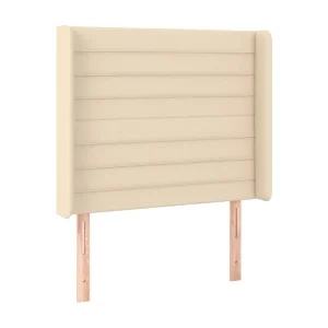 Hoofdbord met randen 93x16x118/128 cm stof crèmekleurig Hoofdbord met randen 93x16x118/128 cm stof crèmekleurig