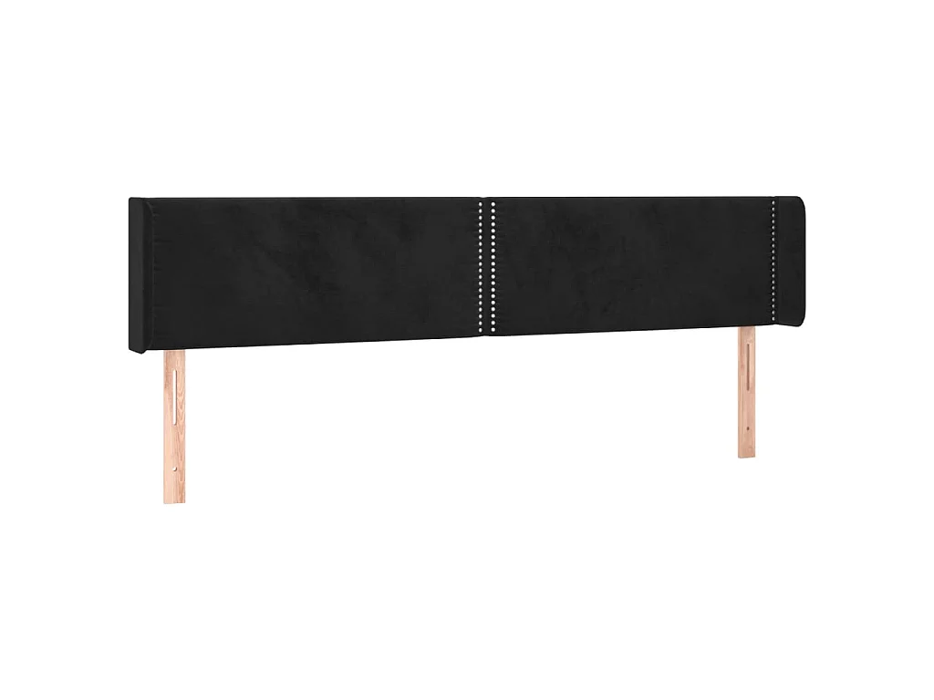 Hoofdbord met randen 183x16x78/88 cm fluweel zwart