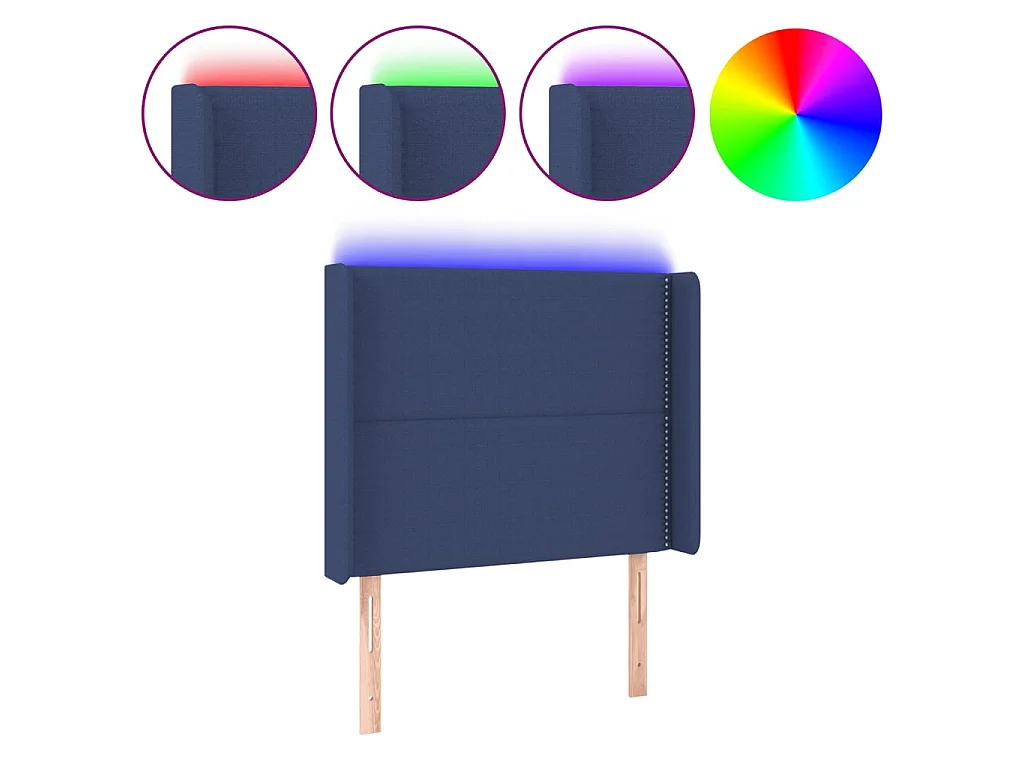Hoofdbord LED 103x16x118/128 cm stof blauw