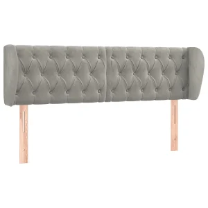 Hoofdbord met randen 163x23x78/88 cm fluweel lichtgrijs