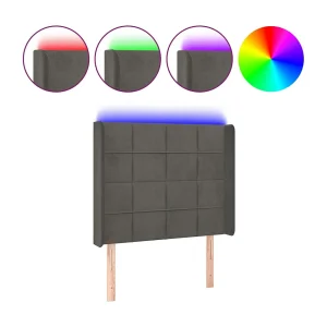 Hoofdbord LED 93x16x118/128 cm fluweel donkergrijs