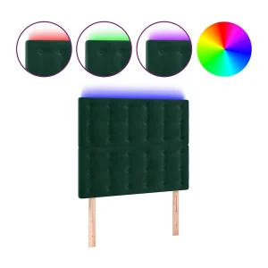 Hoofdbord LED 80x5x118/128 cm fluweel donkergroen