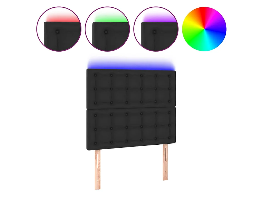 Hoofdbord LED 90x5x118/128 cm kunstleer zwart