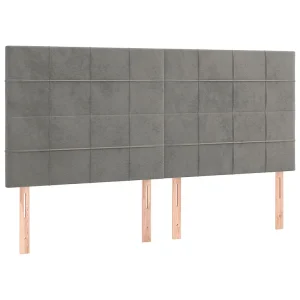 Hoofdbord lichtgrijs 160x5x118/128 cm fluweel