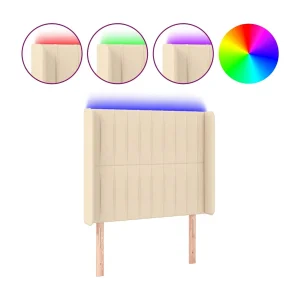 Hoofdbord LED 83x16x118/128 cm stof crèmekleurig