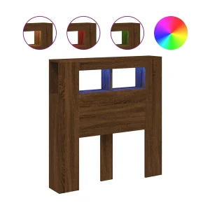 Hoofdeinde met LED 100×18,5×103,5 cm bewerkt hout bruineiken Hoofdeinde met LED 100×18,5×103,5 cm bewerkt hout bruineiken