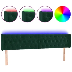 Hoofdbord LED 183x16x78/88 cm fluweel donkergroen