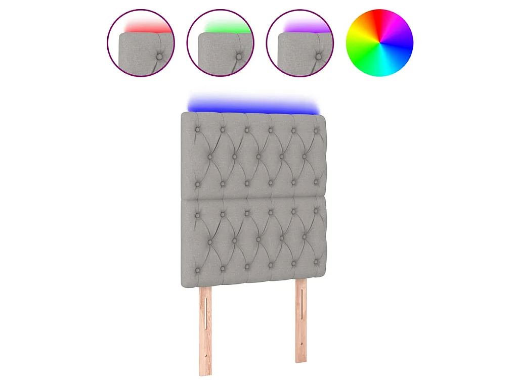 Hoofdbord LED 80x7x118/128 cm stof lichtgrijs