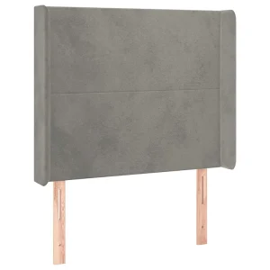 Hoofdbord met randen 83x16x118/128 cm fluweel lichtgrijs Hoofdbord met randen 83x16x118/128 cm fluweel lichtgrijs