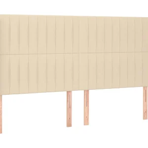 Hoofdbord met randen 163x16x118/128 cm stof crèmekleurig Hoofdbord met randen 163x16x118/128 cm stof crèmekleurig
