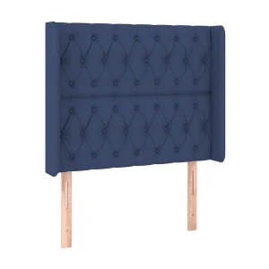 Hoofdbord met randen 93x16x118/128 cm stof blauw Hoofdbord met randen 93x16x118/128 cm stof blauw