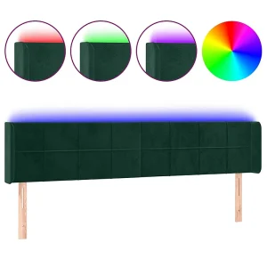 Hoofdbord LED 203x16x78/88 cm fluweel donkergroen