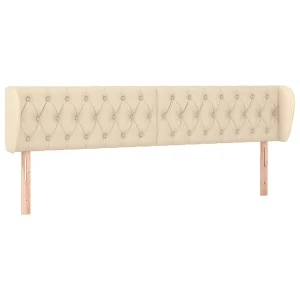 Hoofdbord met randen 183x23x78/88 cm stof crèmekleurig