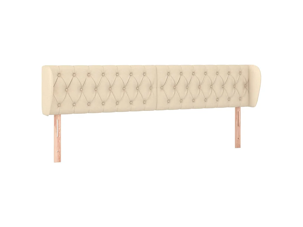 Hoofdbord met randen 183x23x78/88 cm stof crèmekleurig