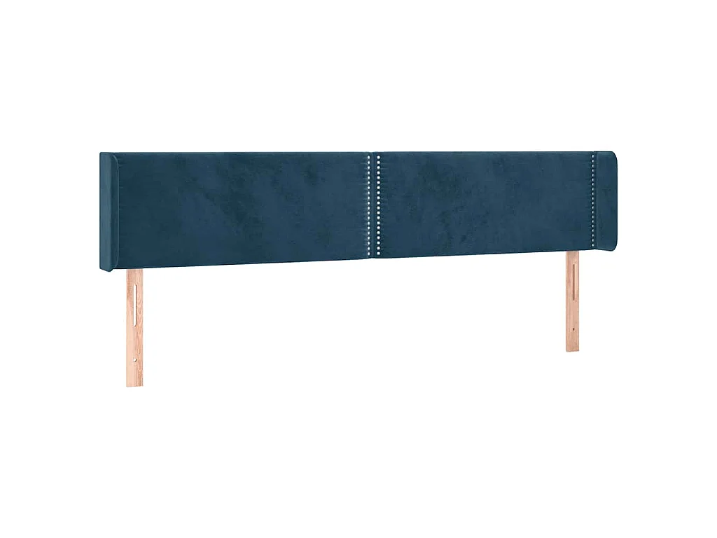 Hoofdbord met randen 163x16x78/88 cm fluweel donkerblauw