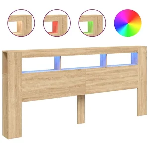 Hoofdbord met LED 220×18,5×103,5 cm bewerkt hout sonoma eiken Hoofdbord met LED 220×18,5×103,5 cm bewerkt hout sonoma eiken