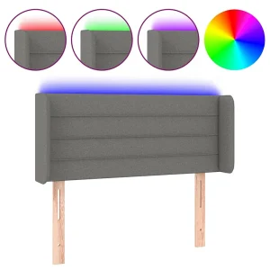 Hoofdbord LED 83x16x78/88 cm stof donkergrijs
