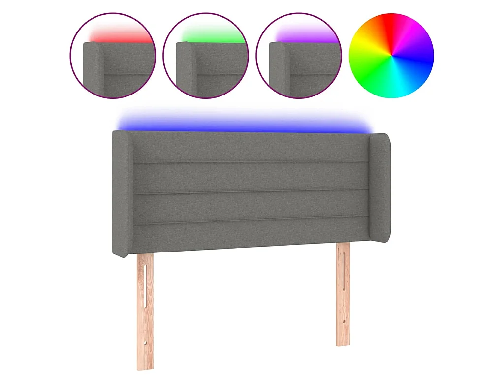 Hoofdbord LED 83x16x78/88 cm stof donkergrijs