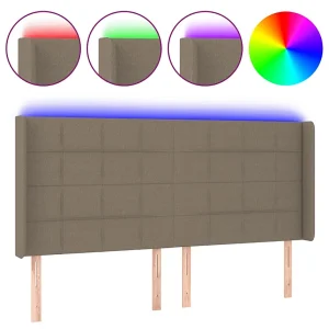 Hoofdbord LED 163x16x118/128 cm stof taupe