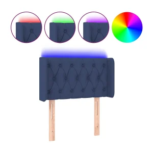 Hoofdbord LED 83x16x78/88 cm stof blauw