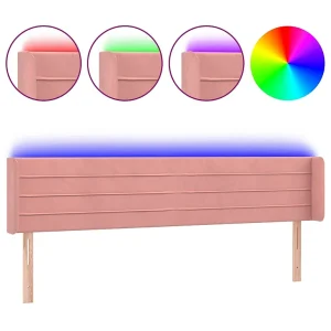 Hoofdbord LED 183x16x78/88 cm fluweel roze