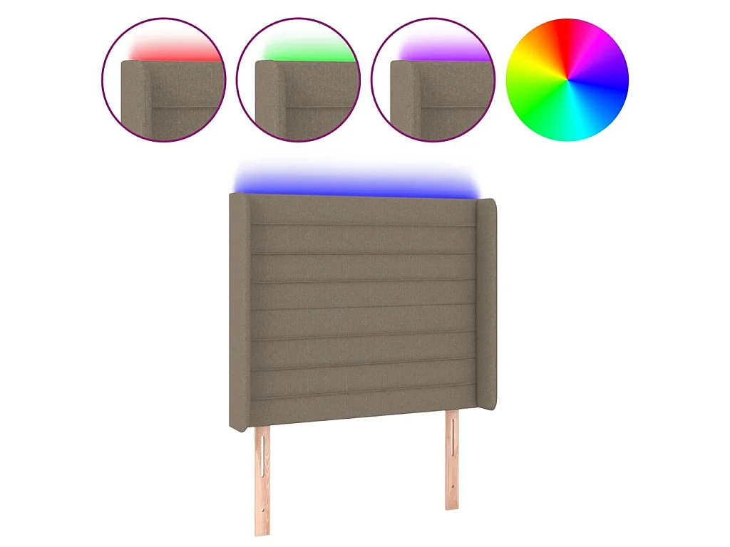 Hoofdbord LED 103x16x118/128 cm stof taupe