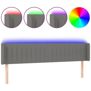 Hoofdbord LED 163x16x78/88 cm stof donkergrijs