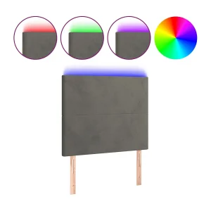 Hoofdbord LED 80x5x118/128 cm fluweel donkergrijs