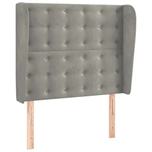 Hoofdbord met randen 93x23x118/128 cm fluweel lichtgrijs