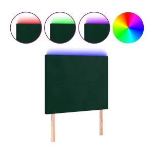 Hoofdbord LED 80x5x118/128 cm fluweel donkergroen