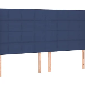 Hoofdbord met randen 183x16x118/128 cm stof blauw