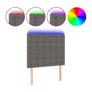 Hoofdbord LED 80x5x118/128 cm kunstleer grijs