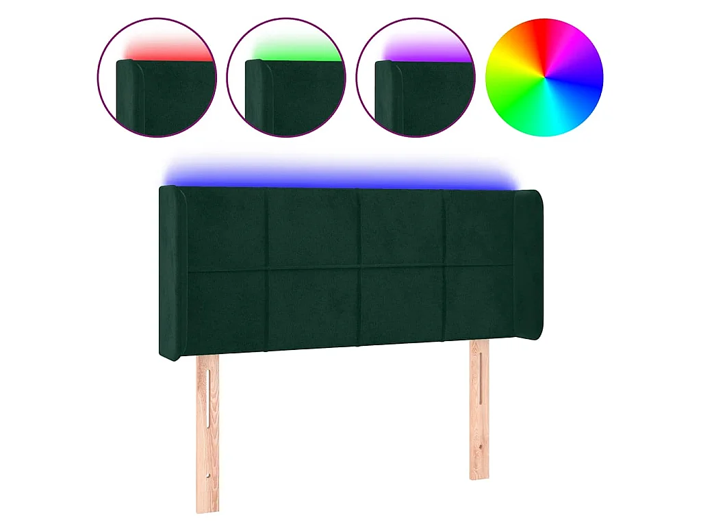 Hoofdbord LED 93x16x78/88 cm fluweel donkergroen