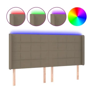 Hoofdbord LED 183x16x118/128 cm stof taupe