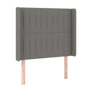 Hoofdbord met randen 83x16x118/128 cm stof donkergrijs