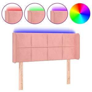 Hoofdbord LED 93x16x78/88 cm fluweel roze