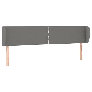 Hoofdbord met randen 203x23x78/88 cm stof donkergrijs Hoofdbord met randen 203x23x78/88 cm stof donkergrijs