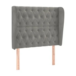 Hoofdbord met randen 103x23x118/128 cm fluweel lichtgrijs Hoofdbord met randen 103x23x118/128 cm fluweel lichtgrijs