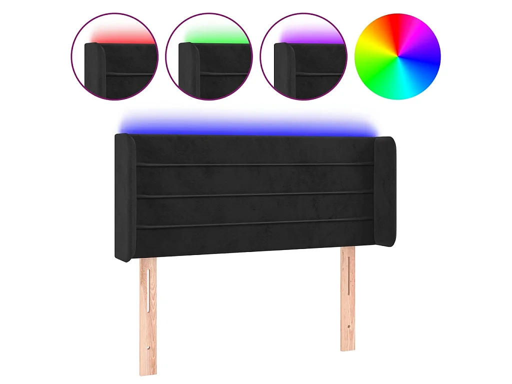 Hoofdbord LED 83x16x78/88 cm fluweel zwart