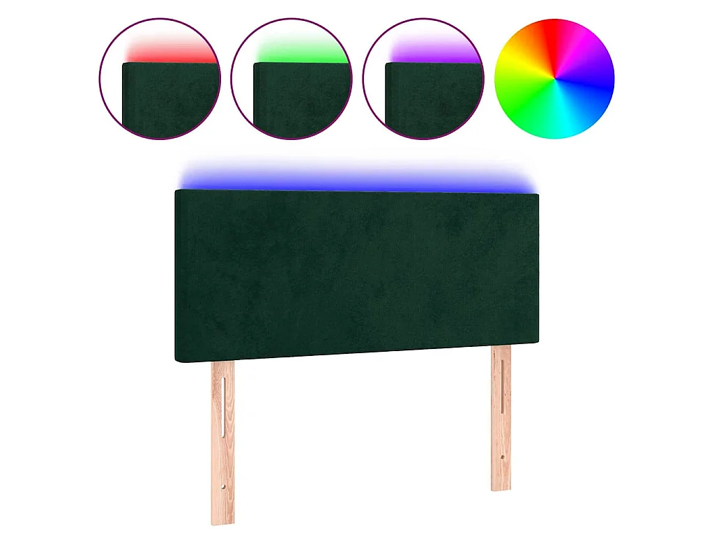 Hoofdbord LED 100x5x78/88 cm fluweel donkergroen