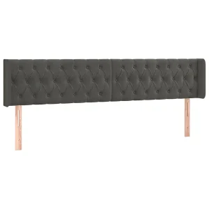 Hoofdbord met randen 183x16x78/88 cm fluweel donkergrijs Hoofdbord met randen 183x16x78/88 cm fluweel donkergrijs