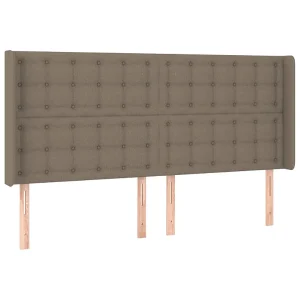 Hoofdbord met randen 203x16x118/128 cm stof taupe