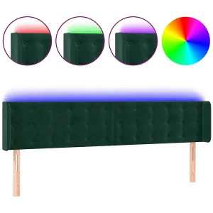 Hoofdbord LED 203x16x78/88 cm fluweel donkergroen