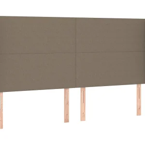 Hoofdbord met randen 203x23x118/128 cm stof taupe Hoofdbord met randen 203x23x118/128 cm stof taupe