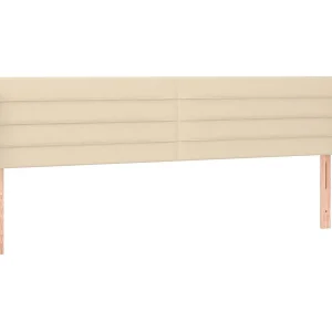 Hoofdbord met randen 203x16x78/88 cm stof crèmekleurig Hoofdbord met randen 203x16x78/88 cm stof crèmekleurig