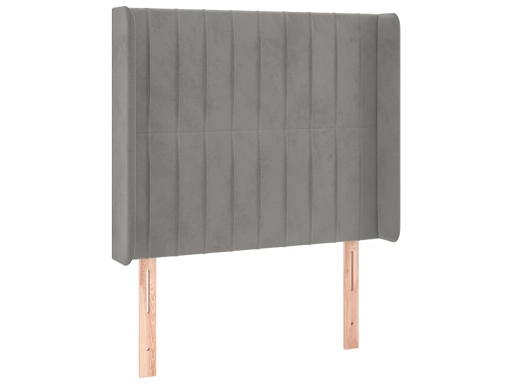 Hoofdbord met randen 103x16x118/128 cm fluweel lichtgrijs